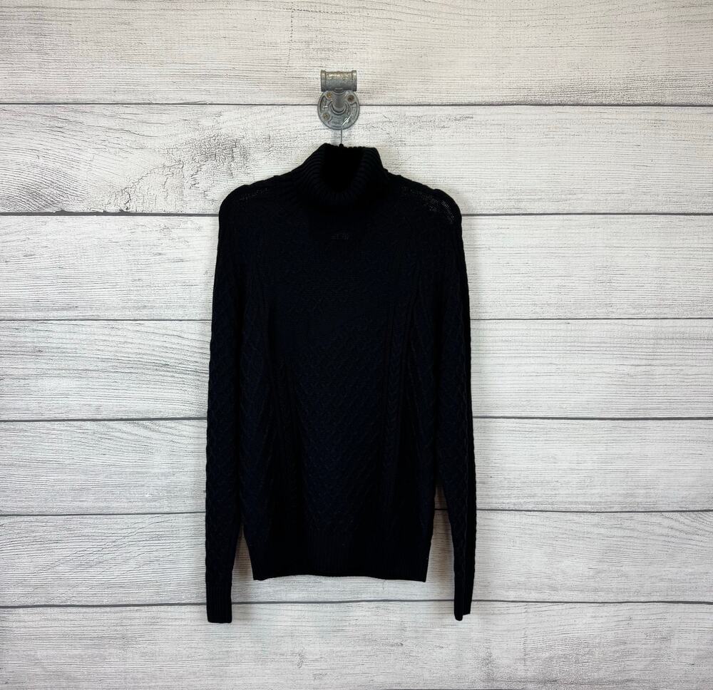 Nike Men's Black Cable Knit Turtleneck Wool Blend Sweater Size Small